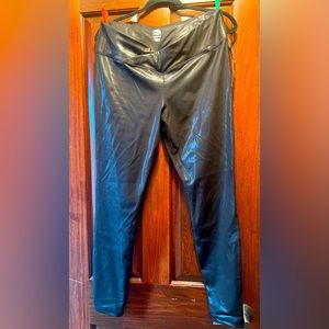 Black faux leather leggings, new with tags, size 16-18